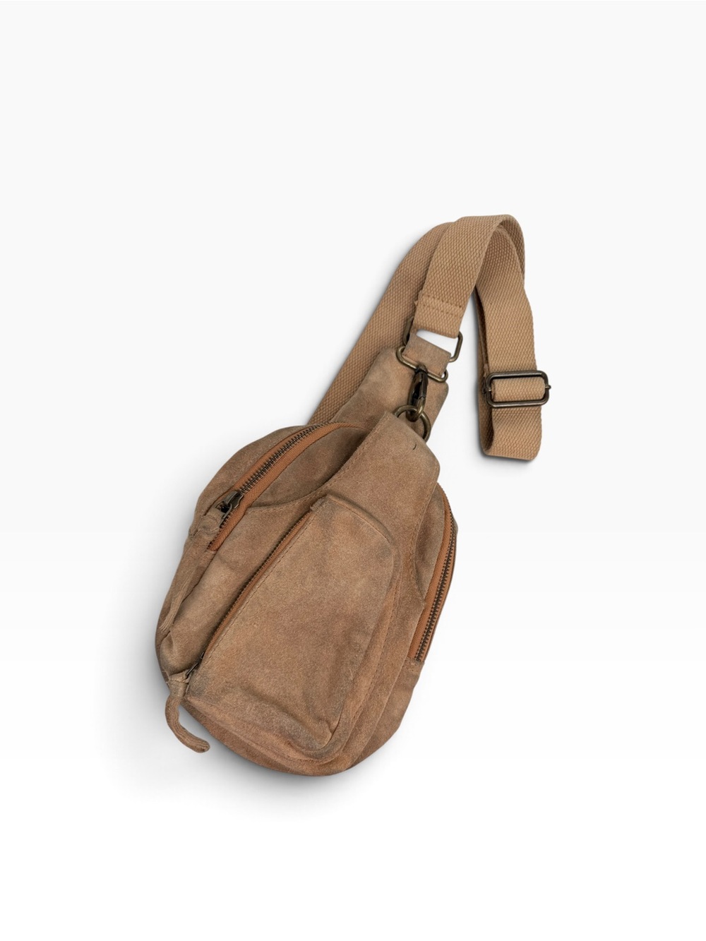 Free People Hudson Suede crossbody Sling Bag, purse soft tan suede